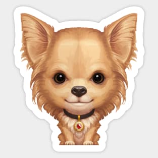 Fawn Longhaired Chihuahua Dog Sticker